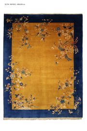 Antique Chinese Art Deco Nichols rug, 157x118 inches, handwoven wool, featuring intricate detailing and rich, balanced colors.